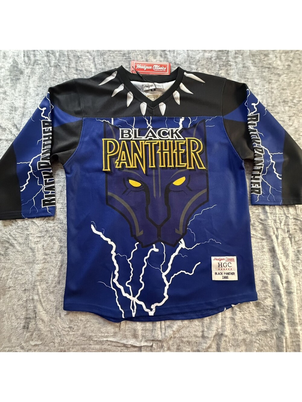Headgear Classics Black Panther Youth Hockey Jersey Blue Black Sz XL Wakanda